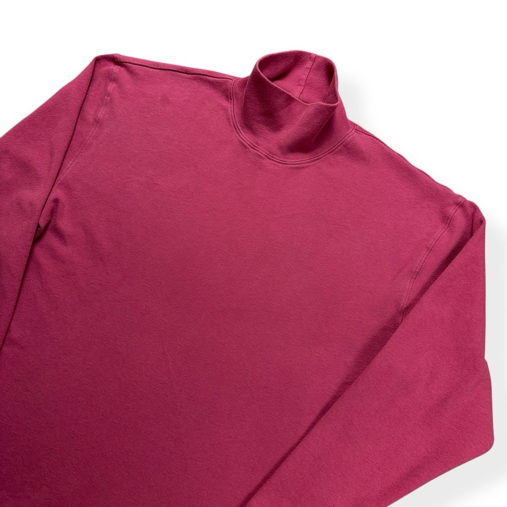 Vintage Eddie Bauer Men's Mock Turtleneck Pullover Shirt Size‎ L Pink Red Cotton - Picture 3 of 12